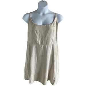 NWT Old Navy Cami Mini Dress Linen Blend Smocked XXL Tan Beachy Lightweight